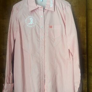 Cinch Red and White Button Down Shirt